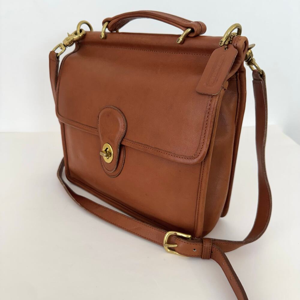 Coach Willis Vintage Top Handle Leather Satchel Crossbody Bag 9927 British Tan - Picture 4 of 15